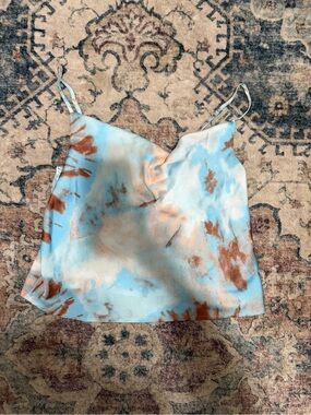 Nasty Gal Light Blue & Rust Tie-Dye Satin Cami